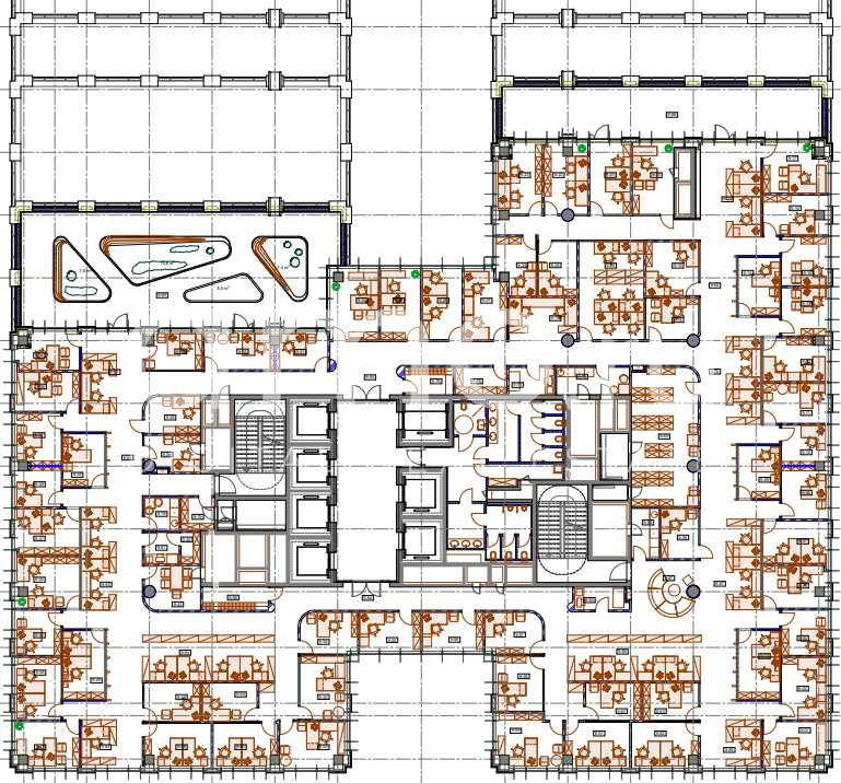 Планировка офиса 1739 м², 9 этаж, Бизнес-центр «Белые Сады», здание А